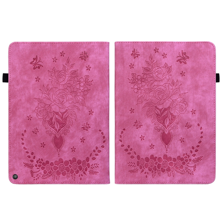For Amazon Kindle Fire HD10 2021 Butterfly Rose Embossed Leather Smart Tablet Case(Rose Red) - Amazon by PMC TechLife | Online Shopping South Africa | PMC TechLife | Buy Now Pay Later Mobicred