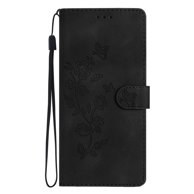 For iPhone 16 Pro Flower Butterfly Embossing Pattern Leather Phone Case(Black) - iPhone 16 Pro Cases by PMC TechLife | Online Shopping South Africa | PMC TechLife | Buy Now Pay Later Mobicred