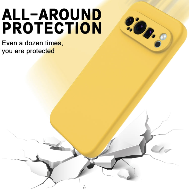 For Google Pixel 9 Pro Pure Color Liquid Silicone Shockproof Phone Case(Yellow) - Google Cases by PMC TechLife | Online Shopping South Africa | PMC TechLife | Buy Now Pay Later Mobicred