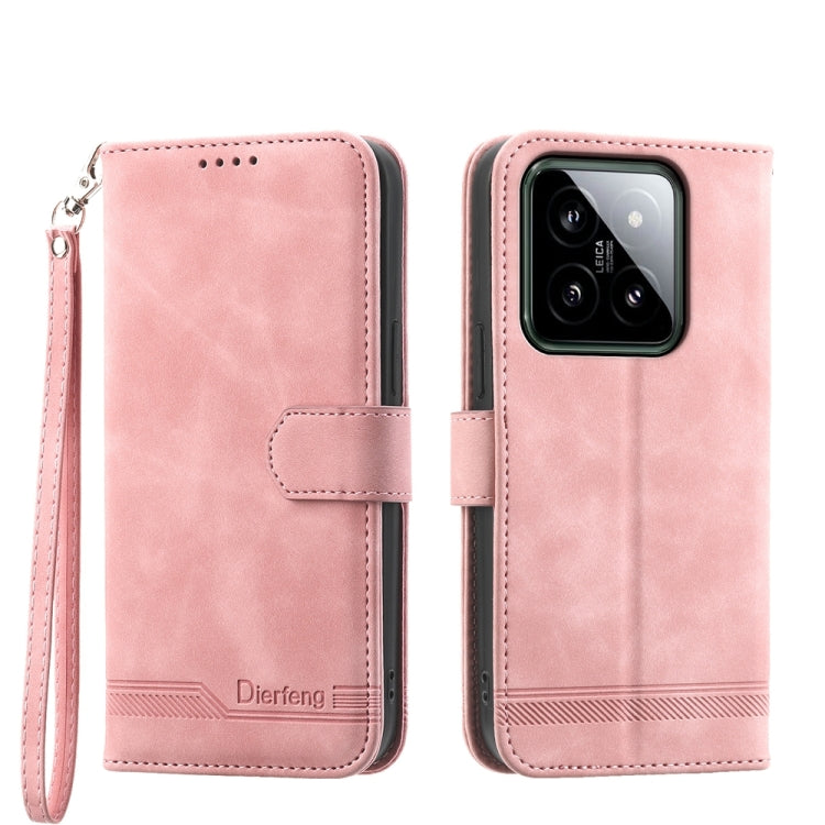 For Xiaomi 14 Dierfeng Dream Line TPU + PU Leather Phone Case(Pink) - 14 Cases by PMC Jewellery | Online Shopping South Africa | PMC Jewellery | Buy Now Pay Later Mobicred