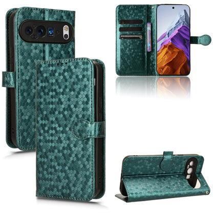 For Google Pixel 9 Honeycomb Dot Texture Leather Phone Case(Green) - Google Cases by PMC Jewellery | Online Shopping South Africa | PMC Jewellery | Buy Now Pay Later Mobicred