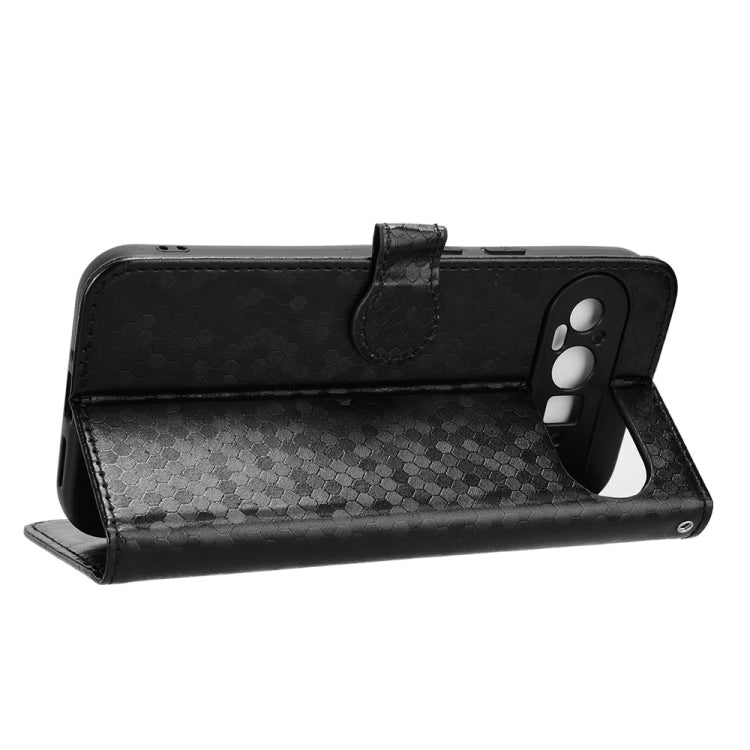 For Google Pixel 9 Pro XL Honeycomb Dot Texture Leather Phone Case(Black) - Google Cases by PMC Jewellery | Online Shopping South Africa | PMC Jewellery | Buy Now Pay Later Mobicred