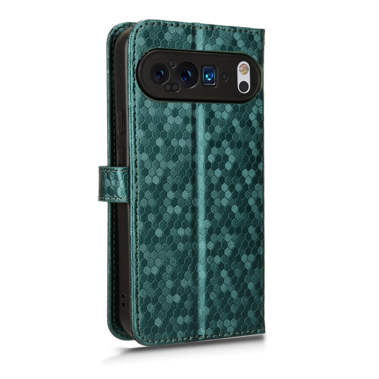 For Google Pixel 9 Pro XL Honeycomb Dot Texture Leather Phone Case(Green) - Google Cases by PMC TechLife | Online Shopping South Africa | PMC TechLife | Buy Now Pay Later Mobicred