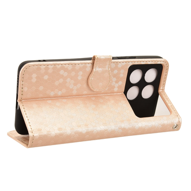 For Xiaomi Redmi K70 5G / K70 Pro 5G Honeycomb Dot Texture Leather Phone Case(Gold) - K70 Pro Cases by PMC Jewellery | Online Shopping South Africa | PMC Jewellery | Buy Now Pay Later Mobicred