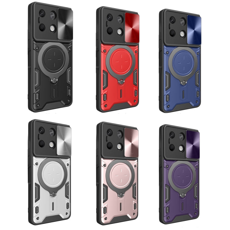 For Xiaomi Redmi Note 13 5G CD Texture Sliding Camshield Magnetic Holder Phone Case(Black) - Note 13 Cases by PMC TechLife | Online Shopping South Africa | PMC TechLife | Buy Now Pay Later Mobicred