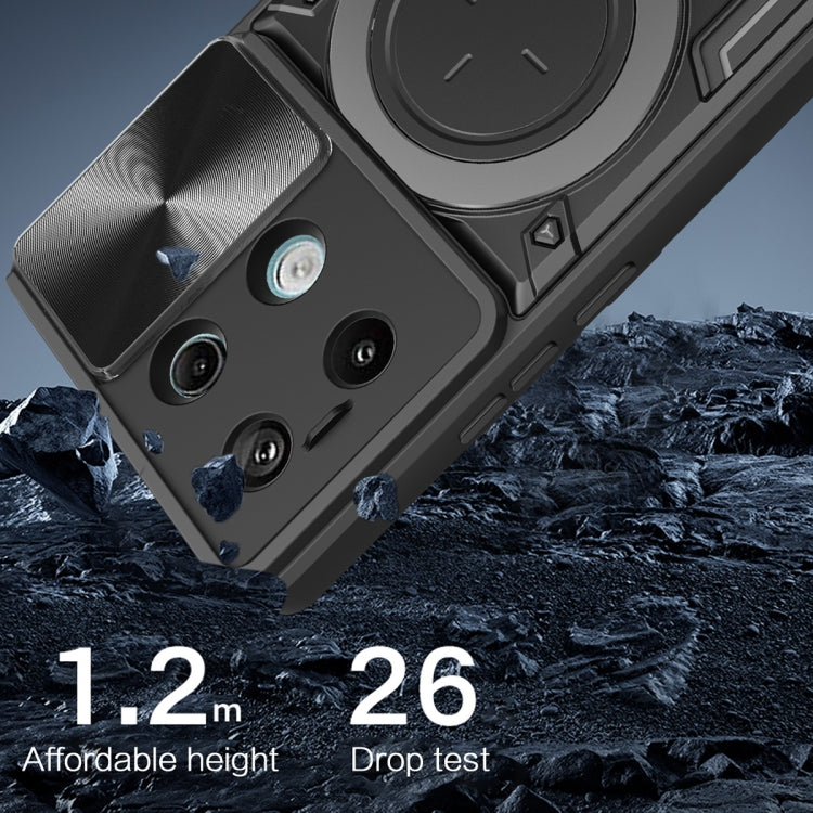 For Xiaomi Redmi Note 13 Pro 5G CD Texture Sliding Camshield Magnetic Holder Phone Case(Silver) - Note 13 Pro Cases by PMC TechLife | Online Shopping South Africa | PMC TechLife | Buy Now Pay Later Mobicred