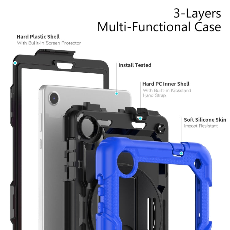 For Lenovo Tab M8 4th Gen Silicone Hybrid PC Tablet Case with Shoulder Strap(Blue) - Lenovo by PMC TechLife | Online Shopping South Africa | PMC TechLife | Buy Now Pay Later Mobicred
