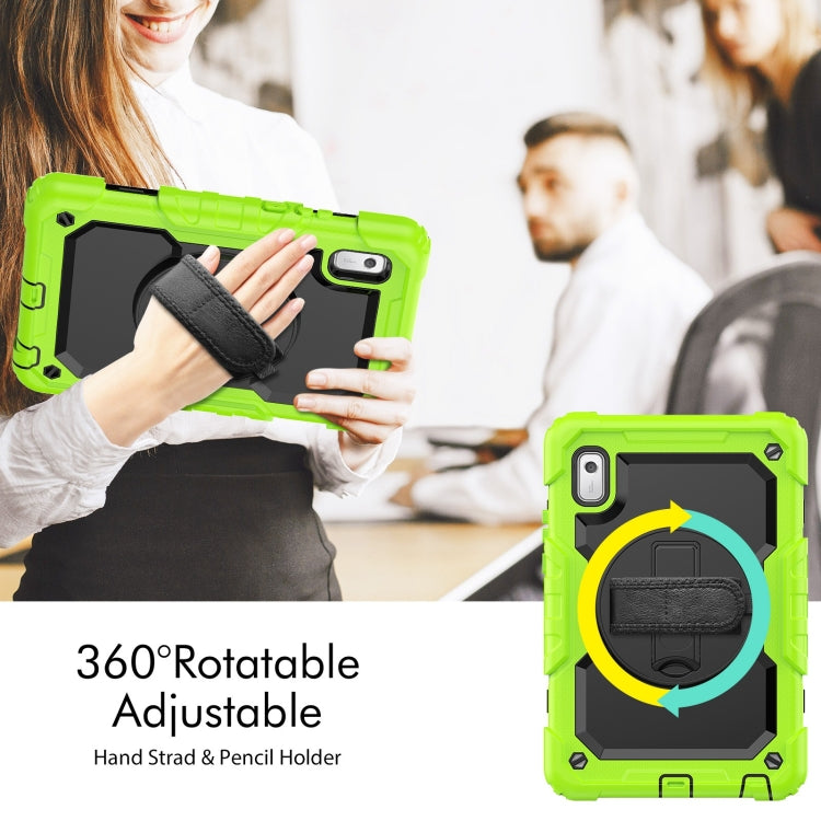 For Lenovo Tab M9 Silicone Hybrid PC Tablet Case with Shoulder Strap(Yellow Green) - Lenovo by PMC TechLife | Online Shopping South Africa | PMC TechLife | Buy Now Pay Later Mobicred