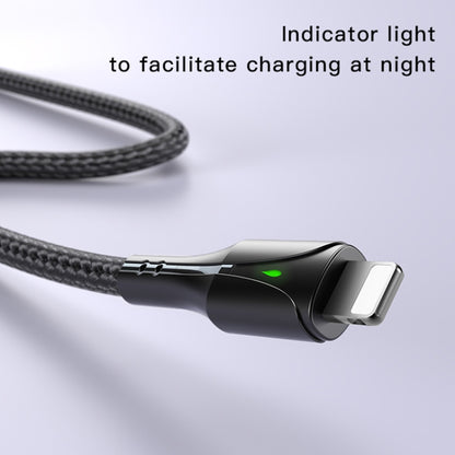 YESIDO CA97 2.4A USB to 8 Pin Braided Charging Data Cable with Indicator Light, Length:1.2m(Black) - Normal Style Cable by Yesido | Online Shopping South Africa | PMC Jewellery | Buy Now Pay Later Mobicred