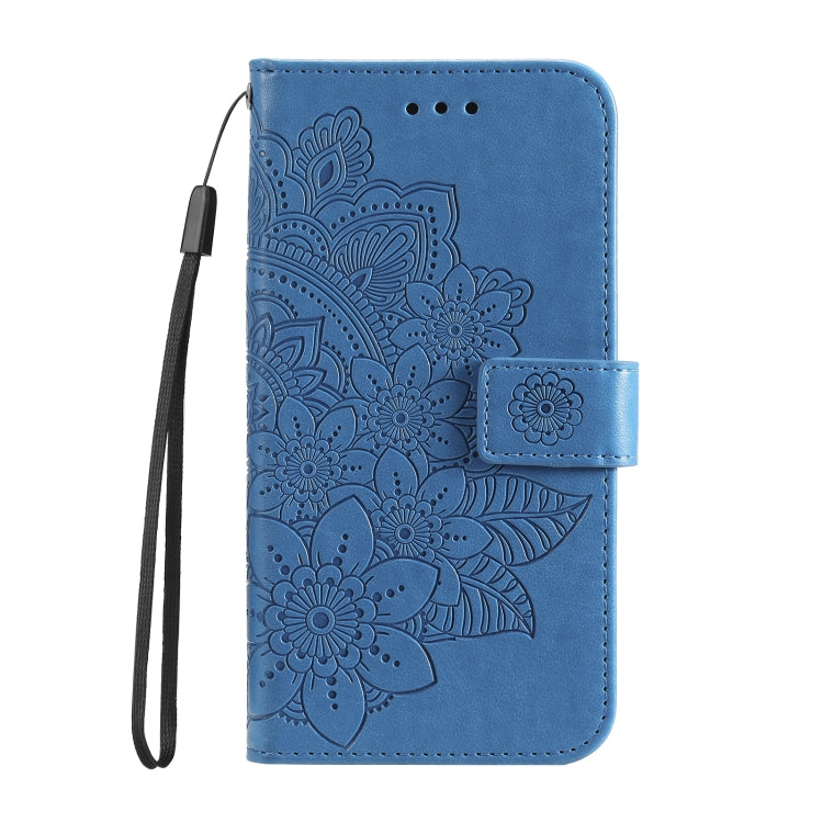 For Xiaomi Redmi K70 / K70 Pro 7-petal Flowers Embossing Leather Phone Case(Blue) - K70 Pro Cases by PMC Jewellery | Online Shopping South Africa | PMC Jewellery | Buy Now Pay Later Mobicred