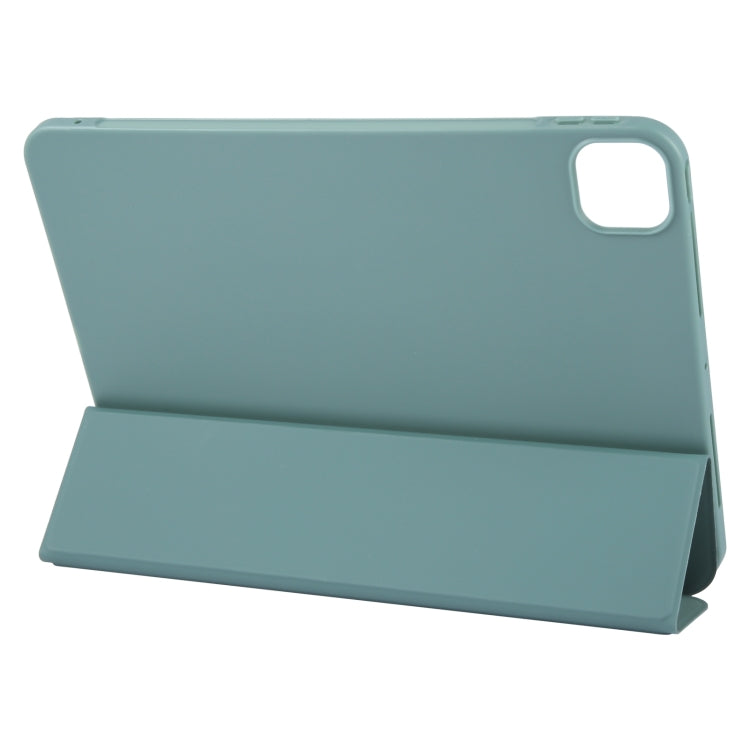 For iPad Pro 11 2024 GEBEI 3-folding Holder Shockproof Flip Leather Tablet Case(Dark Green) - iPad Pro 11 2024 Cases by GEBEI | Online Shopping South Africa | PMC Jewellery | Buy Now Pay Later Mobicred