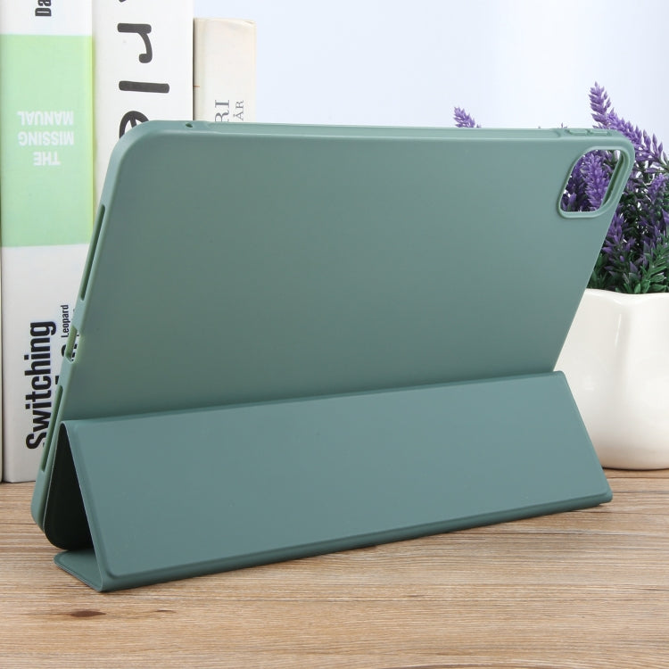 For iPad Pro 11 2024 GEBEI 3-folding Holder Shockproof Flip Leather Tablet Case(Dark Green) - iPad Pro 11 2024 Cases by GEBEI | Online Shopping South Africa | PMC Jewellery | Buy Now Pay Later Mobicred