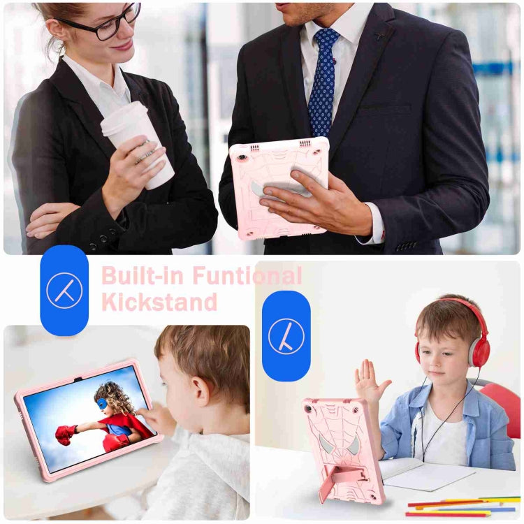 For Lenovo Tab M10 Plus 10.6 3rd Gen 2022 Spider Texture Silicone Hybrid PC Tablet Case with Shoulder Strap(Rose Gold) - Lenovo by PMC TechLife | Online Shopping South Africa | PMC TechLife | Buy Now Pay Later Mobicred