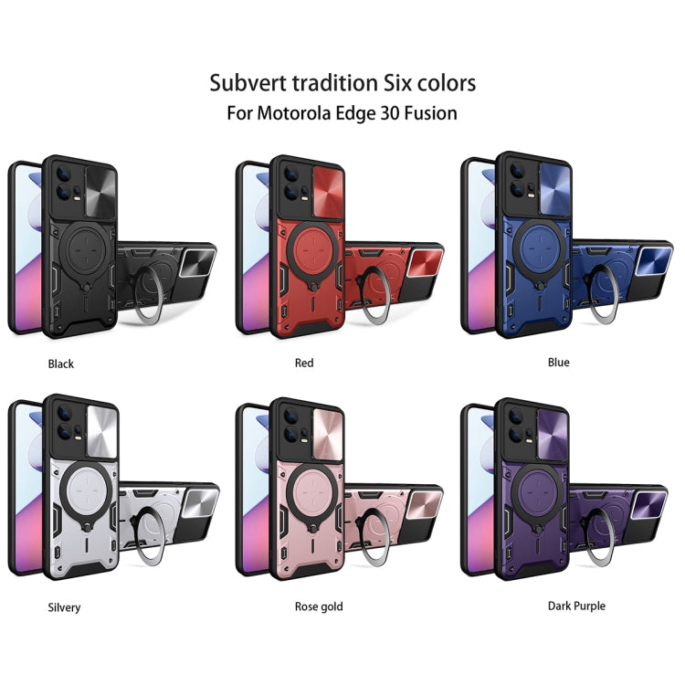 For Motorola Edge 30 Fusion CD Texture Sliding Camshield Magnetic Holder Phone Case(Black) - free shipping - PMC TechLife - Order now!