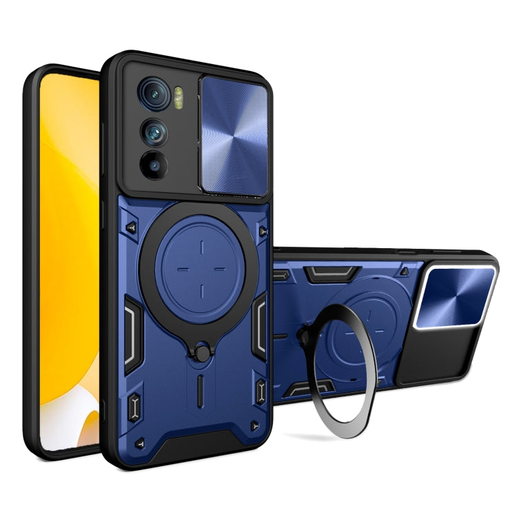For Motorola Edge 30 CD Texture Sliding Camshield Magnetic Holder Phone Case(Blue) - free shipping - PMC TechLife - Order now!
