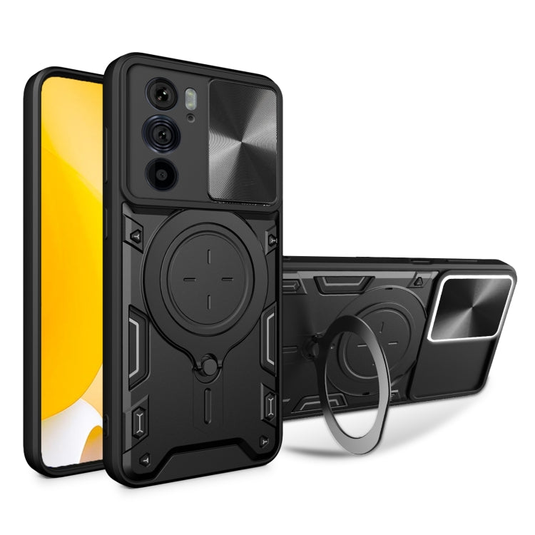 For Motorola Edge 30 Pro CD Texture Sliding Camshield Magnetic Holder Phone Case(Black) - free shipping - PMC TechLife - Order now!
