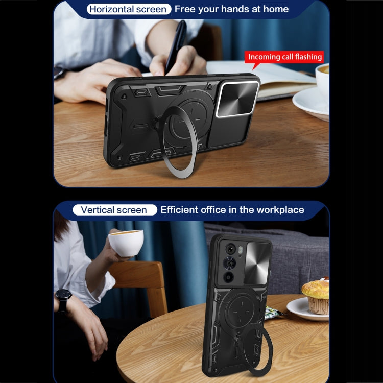 For Motorola Edge 30 Pro CD Texture Sliding Camshield Magnetic Holder Phone Case(Blue) - free shipping - PMC TechLife - Order now!
