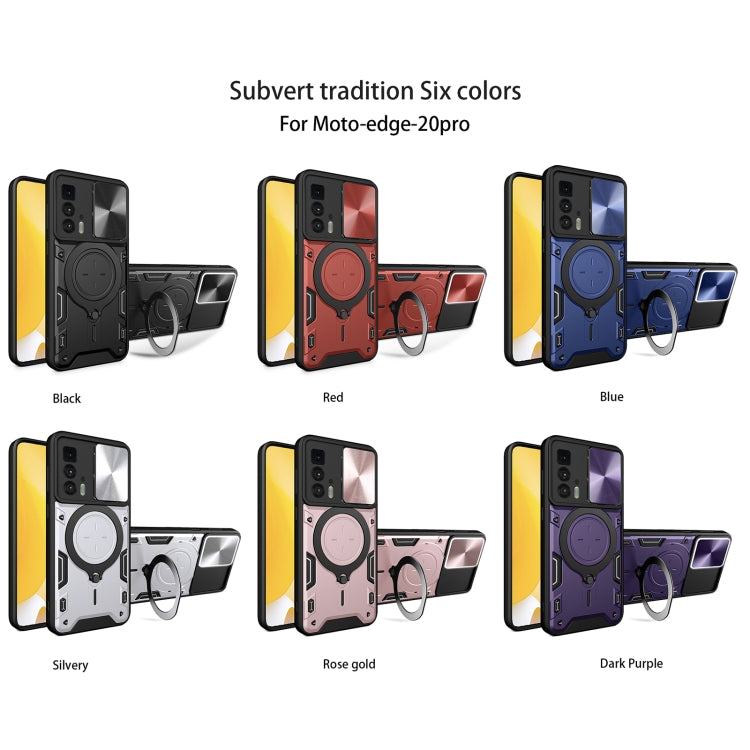 For Motorola Edge 20 Pro CD Texture Sliding Camshield Magnetic Holder Phone Case(Red) - free shipping - PMC TechLife - Order now!