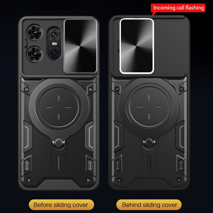 For Motorola Edge 50 Pro Global CD Texture Sliding Camshield Magnetic Holder Phone Case(Black) - free shipping - PMC TechLife - Order now!