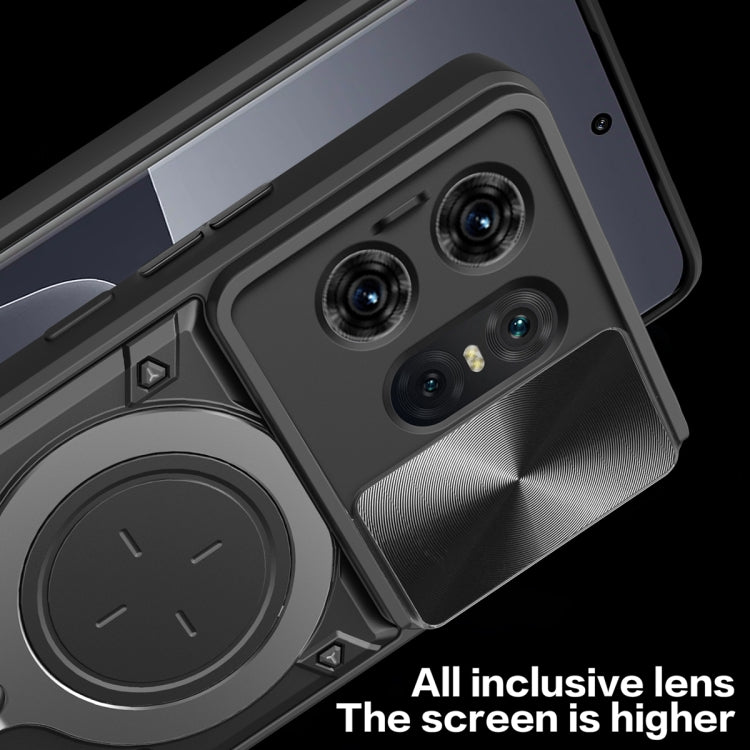 For Motorola Edge 50 Pro Global CD Texture Sliding Camshield Magnetic Holder Phone Case(Black) - free shipping - PMC TechLife - Order now!