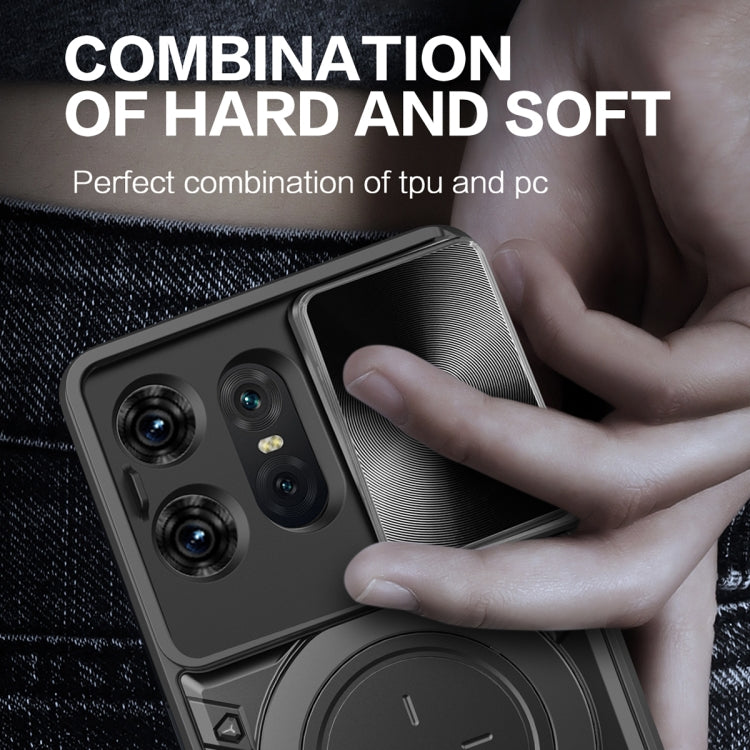 For Motorola Edge 50 Pro Global CD Texture Sliding Camshield Magnetic Holder Phone Case(Black) - free shipping - PMC TechLife - Order now!