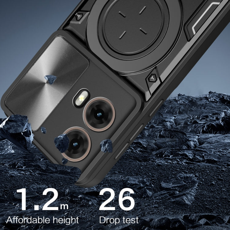 For Motorola Moto G85 CD Texture Sliding Camshield Magnetic Holder Phone Case(Silver) - free shipping - PMC TechLife - Order now!