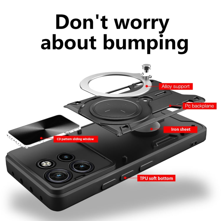 For Motorola Edge 50 Neo CD Texture Sliding Camshield Magnetic Holder Phone Case(Red) - free shipping - PMC TechLife - Order now!