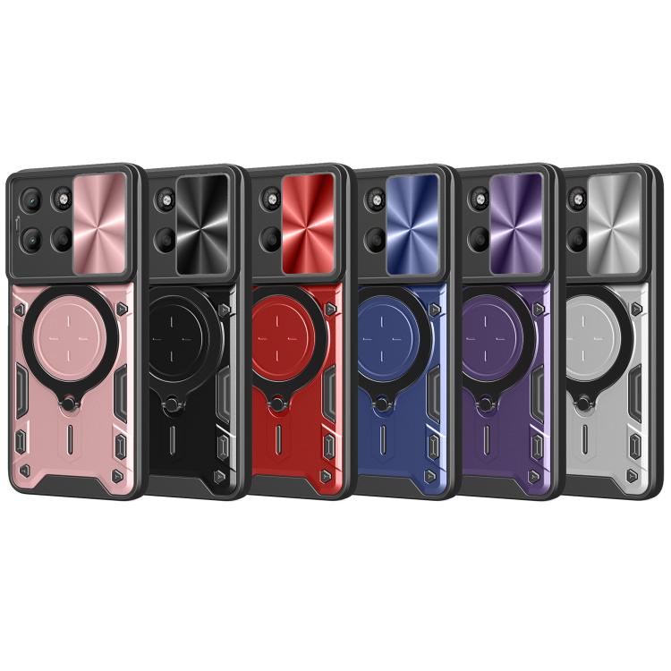 For Motorola Moto G15 CD Texture Sliding Camshield Magnetic Holder Phone Case(Red) - free shipping - PMC TechLife - Order now!