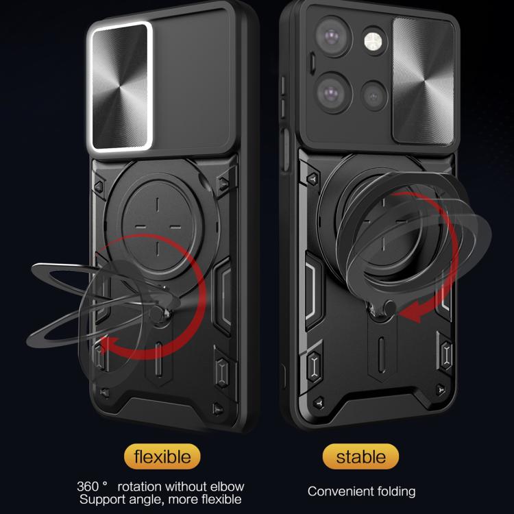 For Motorola Moto G 2025 CD Texture Sliding Camshield Magnetic Holder Phone Case(Black) - free shipping - PMC TechLife - Order now!