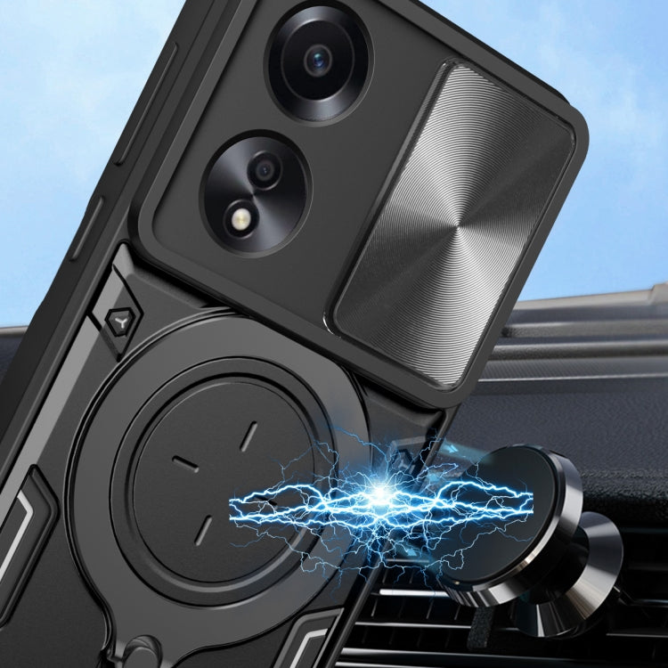 For OPPO A58 4G Global CD Texture Sliding Camshield Magnetic Holder Phone Case(Purple) - OPPO Cases by PMC TechLife | Online Shopping South Africa | PMC TechLife | Buy Now Pay Later Mobicred