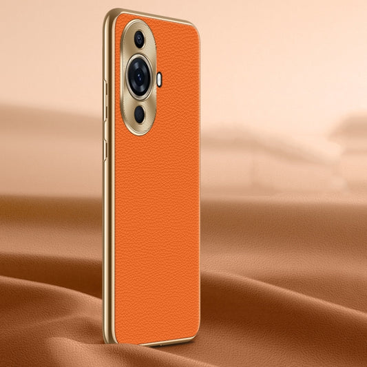 For Huawei nova 11 Litchi Texture Genuine Leather Phone Case(Orange) - Huawei Cases by PMC Jewellery | Online Shopping South Africa | PMC Jewellery | Buy Now Pay Later Mobicred