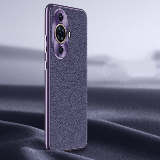 For Huawei nova 11 Litchi Texture Genuine Leather Phone Case(Purple) - Huawei Cases by PMC Jewellery | Online Shopping South Africa | PMC Jewellery | Buy Now Pay Later Mobicred