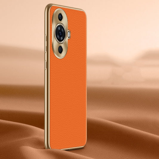 For Huawei nova 11 Pro Litchi Texture Genuine Leather Phone Case(Orange) - Huawei Cases by PMC Jewellery | Online Shopping South Africa | PMC Jewellery | Buy Now Pay Later Mobicred