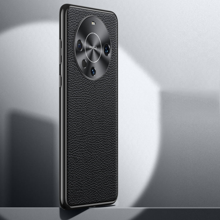 For Huawei Mate 60 Litchi Texture Genuine Leather Phone Case(Black) - Huawei Cases by PMC TechLife | Online Shopping South Africa | PMC TechLife | Buy Now Pay Later Mobicred