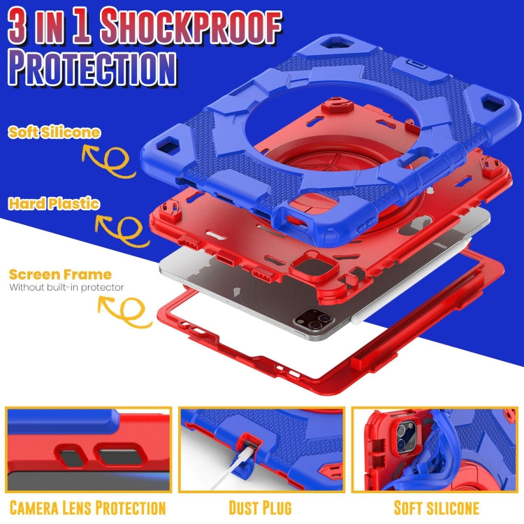 For iPad Pro 11 2022 / 2021 / 2020 Spider Rotation Handle Silicone Hybrid PC Tablet Case(Blue Red) - iPad Pro 11 (2022/2021) Cases by PMC Jewellery | Online Shopping South Africa | PMC Jewellery | Buy Now Pay Later Mobicred