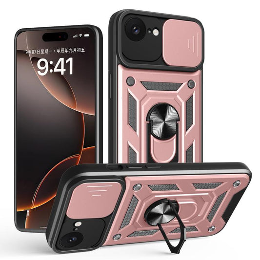 For iPhone 16e Sliding Camera Cover Design TPU+PC Phone Case(Rose Gold) - iPhone 16e Cases by PMC Jewellery | Online Shopping South Africa | PMC Jewellery | Buy Now Pay Later Mobicred