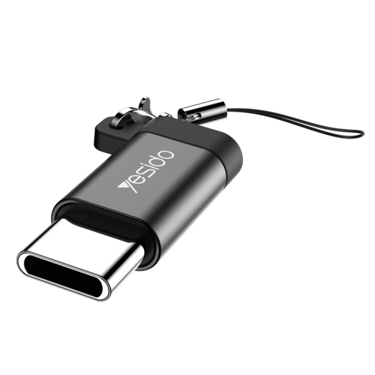 Yesido GS04 Type-C to Micro USB Mini Connector Adapter with Keychain(Black) - Converter & Adapter by Yesido | Online Shopping South Africa | PMC Jewellery | Buy Now Pay Later Mobicred