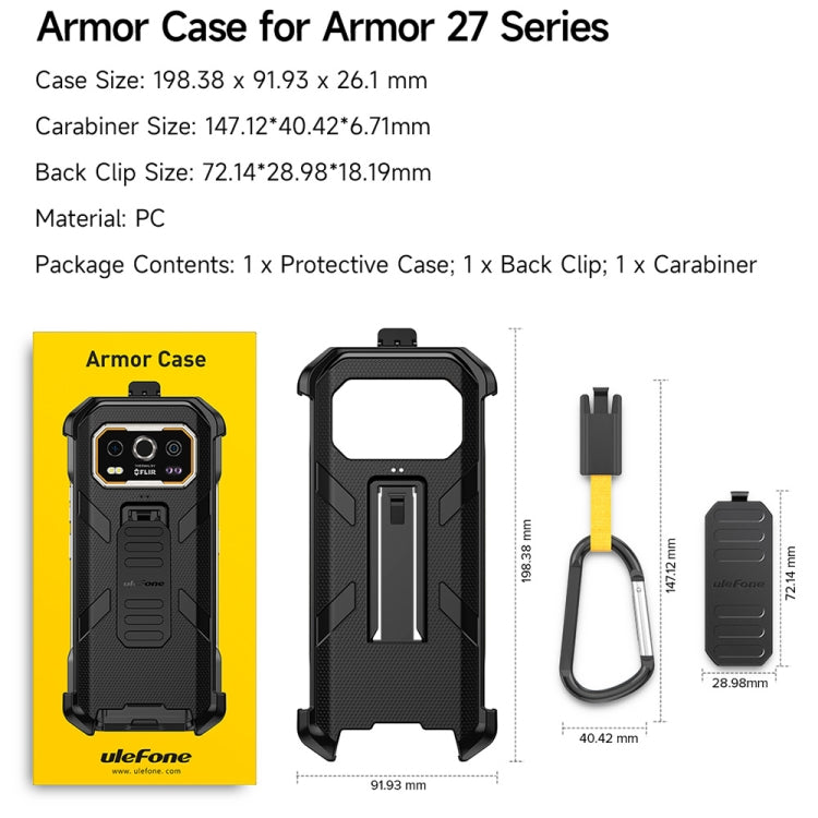 For Ulefone Armor 27 Ulefone Back Clip Phone Case with Carabiner(Black) - Ulefone Cases by Ulefone | Online Shopping South Africa | PMC Jewellery | Buy Now Pay Later Mobicred