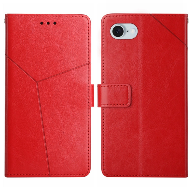 For iPhone SE 2024 HT01 Y-shaped Pattern Flip Leather Phone Case(Red) - More iPhone Cases by PMC Jewellery | Online Shopping South Africa | PMC Jewellery | Buy Now Pay Later Mobicred