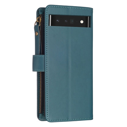 For Google Pixel 7 Pro 9 Card Slots Zipper Wallet Leather Flip Phone Case(Green) - Google Cases by PMC Jewellery | Online Shopping South Africa | PMC Jewellery | Buy Now Pay Later Mobicred