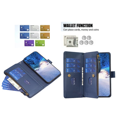 For Google Pixel 7 Pro 9 Card Slots Zipper Wallet Leather Flip Phone Case(Blue) - Google Cases by PMC Jewellery | Online Shopping South Africa | PMC Jewellery | Buy Now Pay Later Mobicred