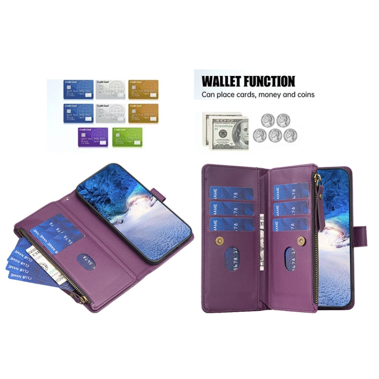 For Google Pixel 7 Pro 9 Card Slots Zipper Wallet Leather Flip Phone Case(Dark Purple) - free shipping - PMC TechLife - Order now!