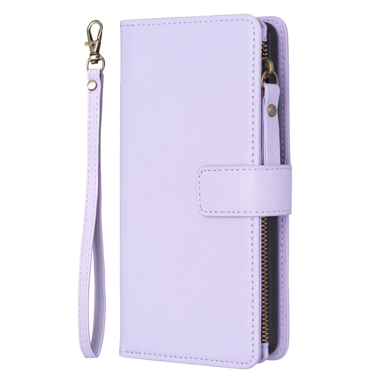 For Google Pixel 7 Pro 9 Card Slots Zipper Wallet Leather Flip Phone Case(Light Purple) - Google Cases by PMC Jewellery | Online Shopping South Africa | PMC Jewellery | Buy Now Pay Later Mobicred