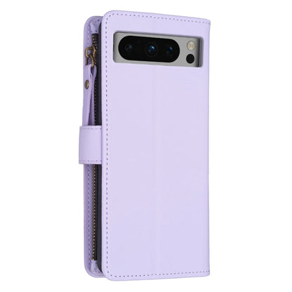 For Google Pixel 8 Pro 9 Card Slots Zipper Wallet Leather Flip Phone Case(Light Purple) - Google Cases by PMC Jewellery | Online Shopping South Africa | PMC Jewellery | Buy Now Pay Later Mobicred