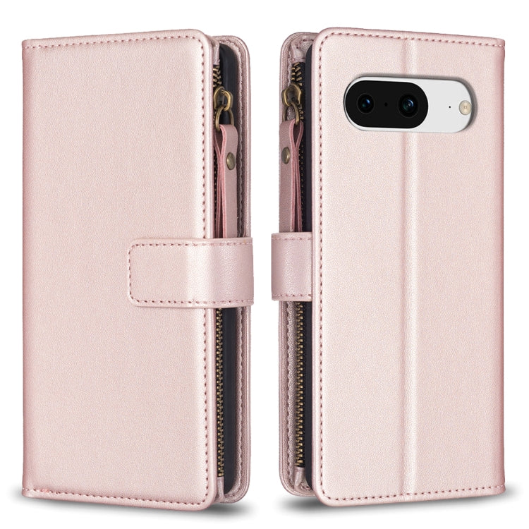 For Google Pixel 8 9 Card Slots Zipper Wallet Leather Flip Phone Case(Rose Gold) - Google Cases by PMC Jewellery | Online Shopping South Africa | PMC Jewellery | Buy Now Pay Later Mobicred