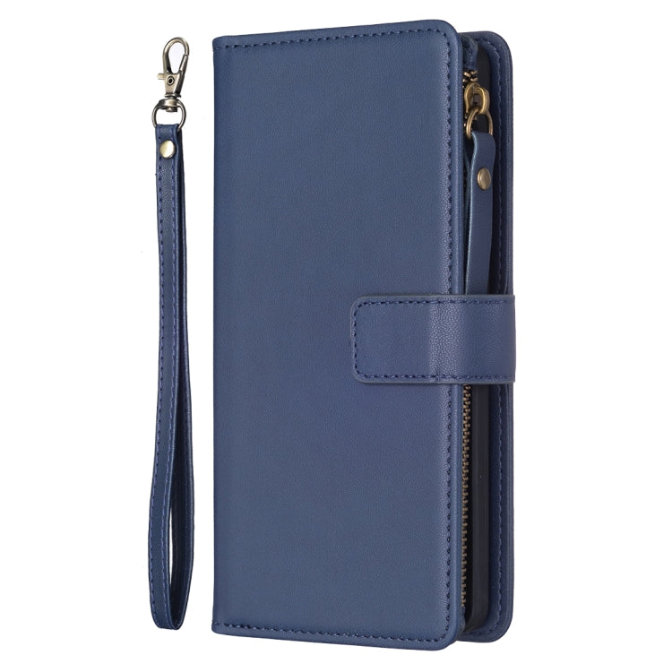 For Xiaomi Redmi 12C 9 Card Slots Zipper Wallet Leather Flip Phone Case(Blue) - Xiaomi Cases by PMC TechLife | Online Shopping South Africa | PMC TechLife