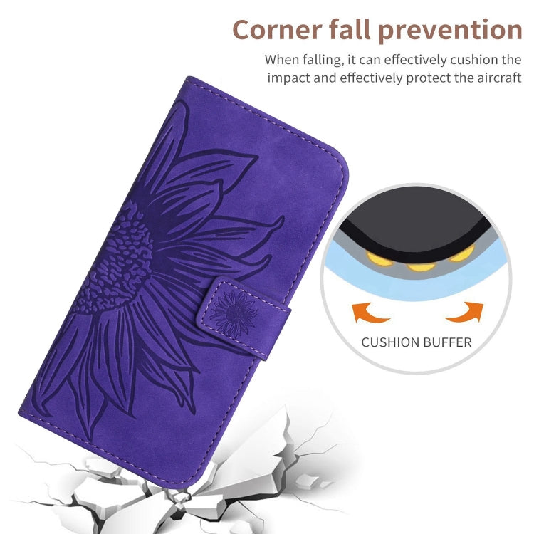 For iPhone SE 2024 Skin Feel Sun Flower Embossed Flip Leather Phone Case with Lanyard(Dark Purple) - More iPhone Cases by PMC Jewellery | Online Shopping South Africa | PMC Jewellery | Buy Now Pay Later Mobicred