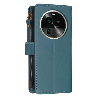 For OPPO Find X6 Pro 9 Card Slots Zipper Wallet Leather Flip Phone Case(Green) - OPPO Cases by PMC Jewellery | Online Shopping South Africa | PMC Jewellery | Buy Now Pay Later Mobicred