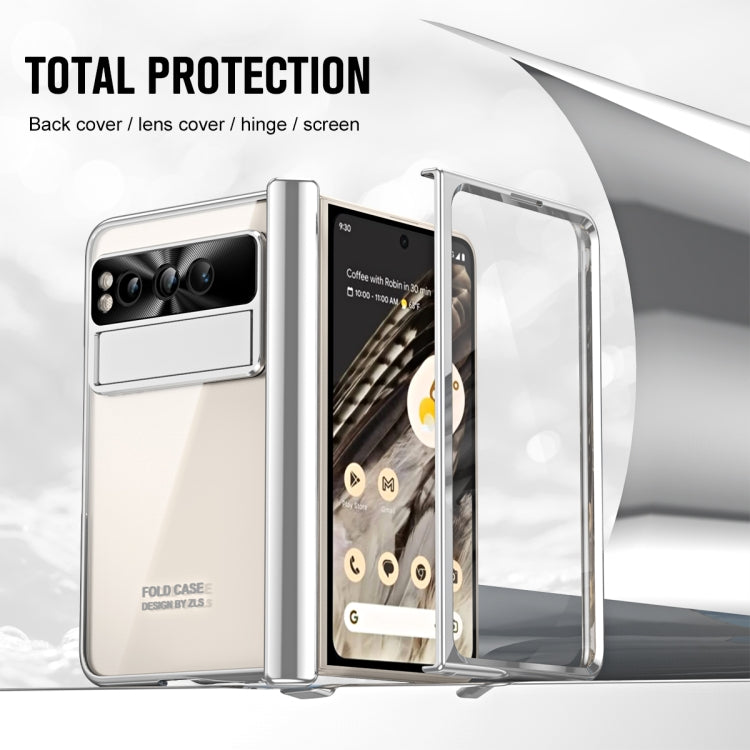 For Google Pixel Fold Integrated Electroplating Folding Phone Case with Hinge(Silver) - Google Cases by PMC TechLife | Online Shopping South Africa | PMC TechLife | Buy Now Pay Later Mobicred