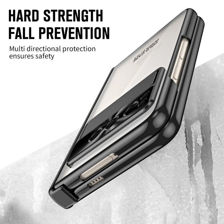 For Google Pixel Fold Integrated Electroplating Folding Phone Case with Pen Slot(Black) - Google Cases by PMC TechLife | Online Shopping South Africa | PMC TechLife | Buy Now Pay Later Mobicred